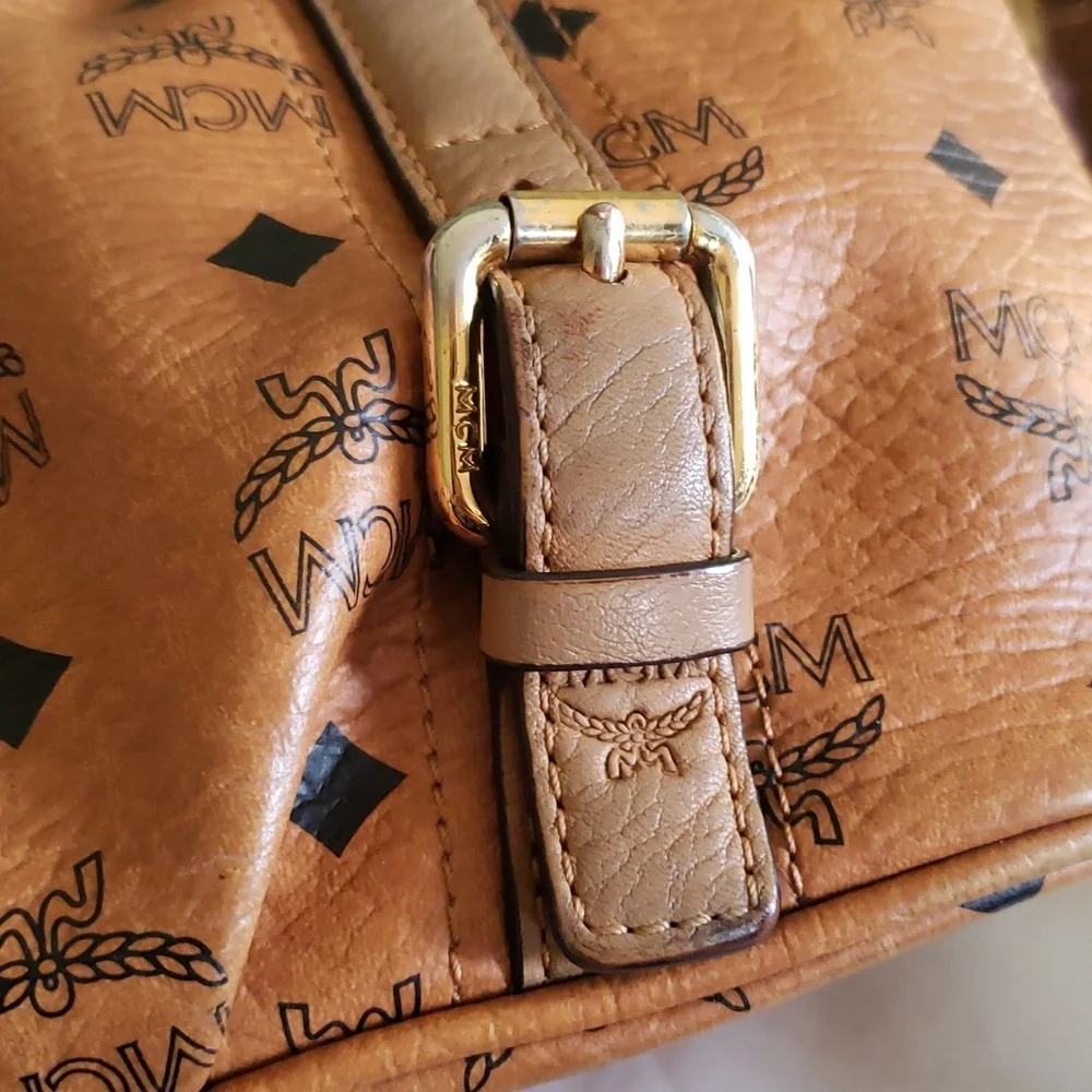 MCM Cognac Visetos Monogram Leather Tote